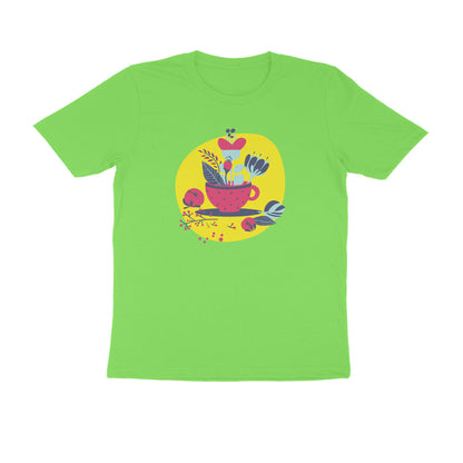 Half Sleeve Round Neck T-Shirt – flower pot puraidoprints