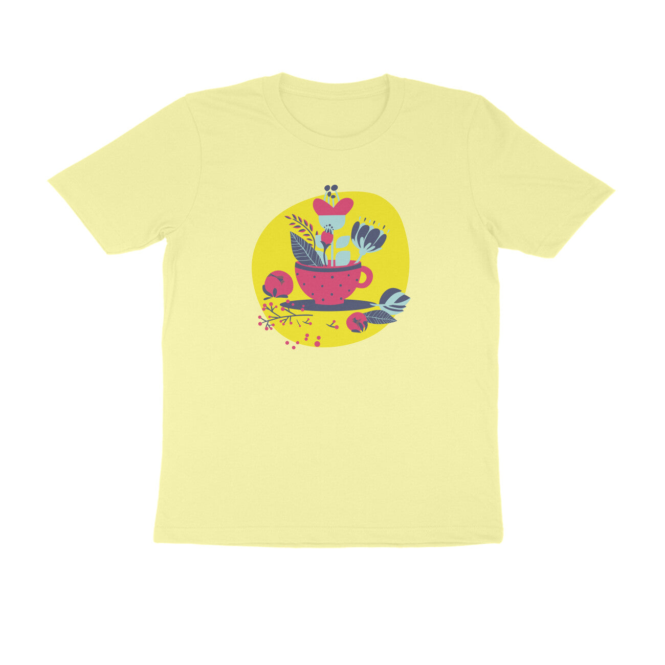 Half Sleeve Round Neck T-Shirt – flower pot puraidoprints