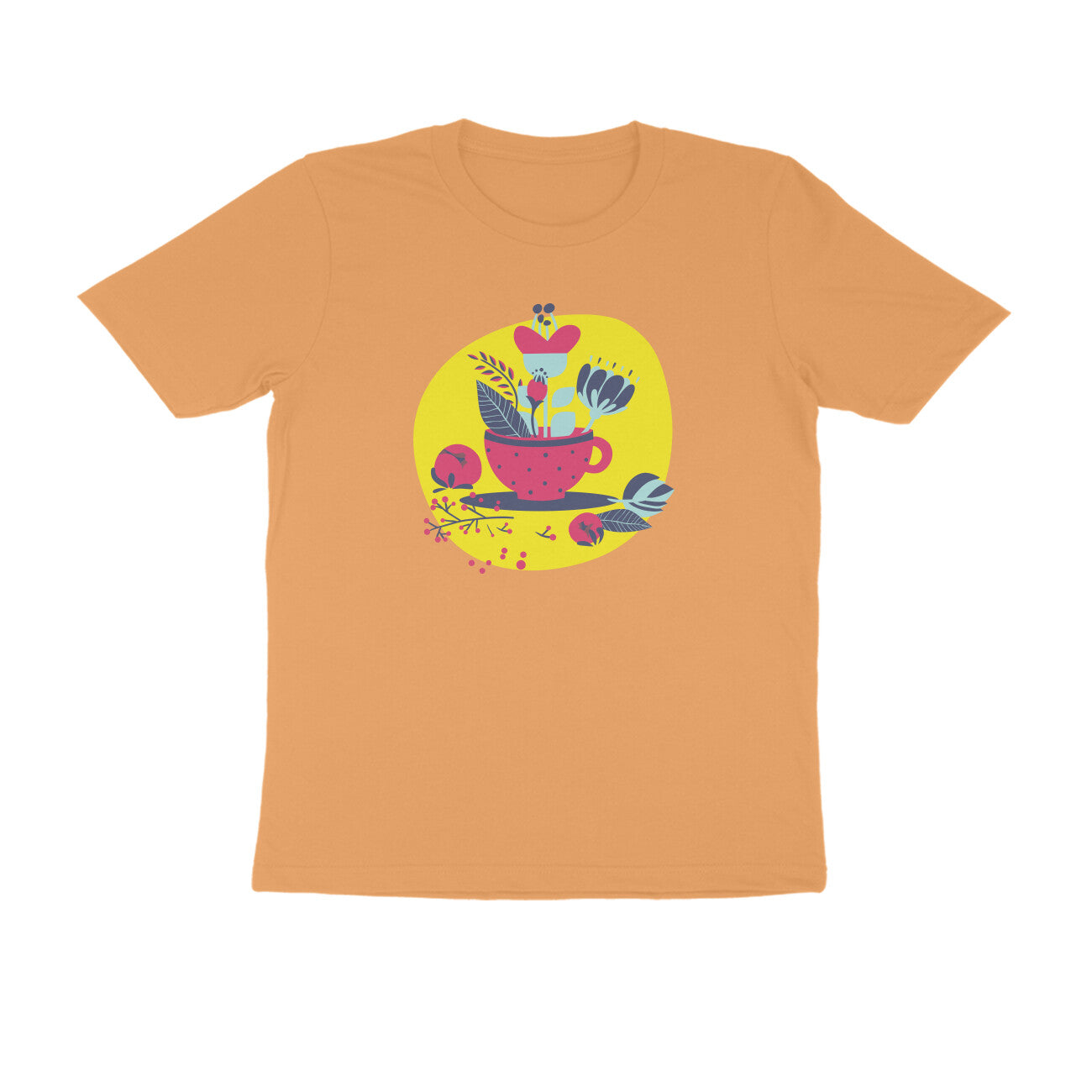 Half Sleeve Round Neck T-Shirt – flower pot puraidoprints