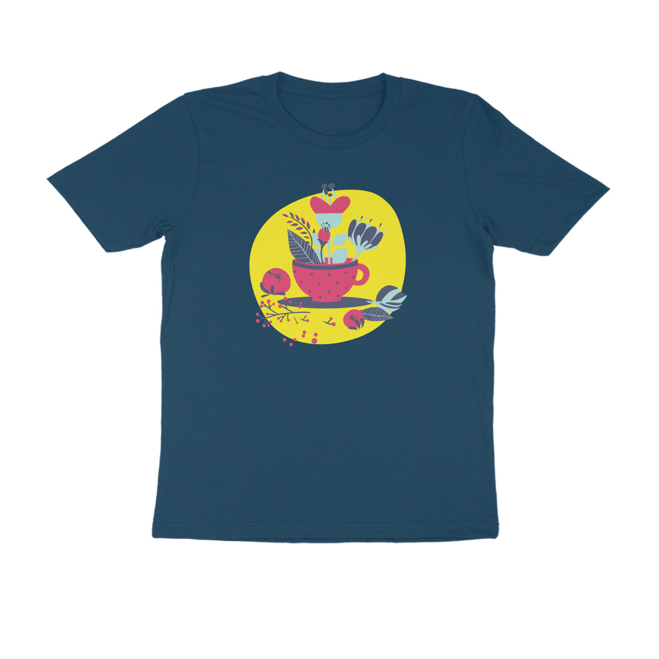 Half Sleeve Round Neck T-Shirt – flower pot puraidoprints