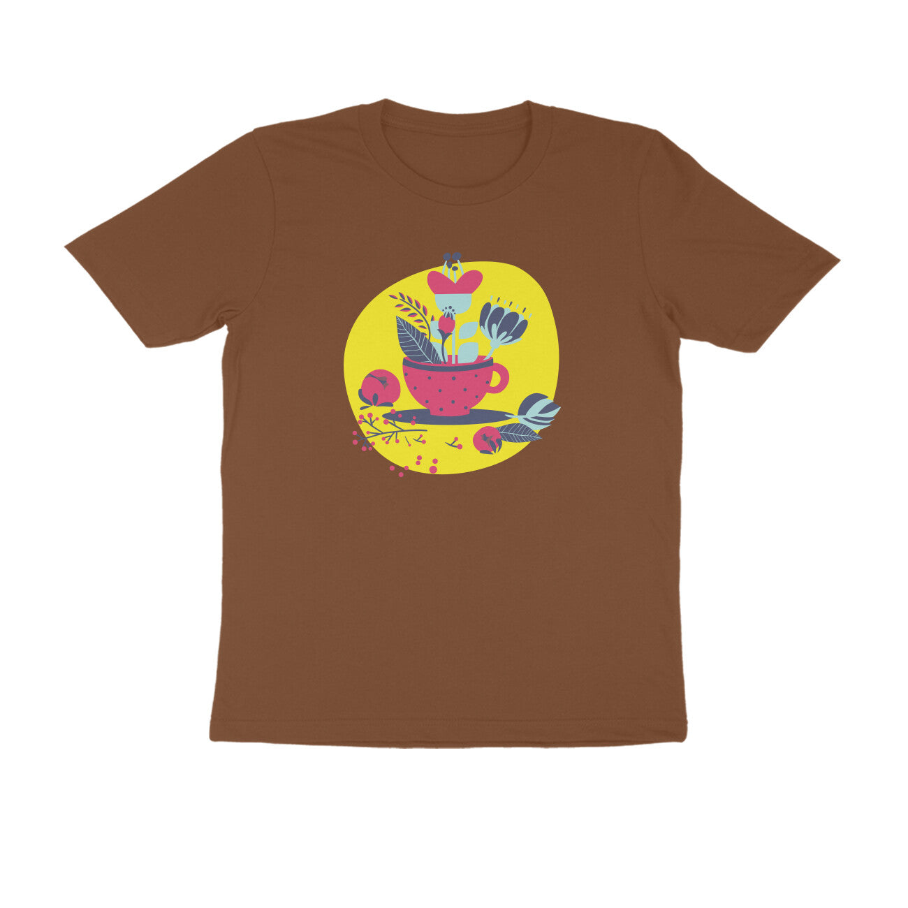 Half Sleeve Round Neck T-Shirt – flower pot puraidoprints