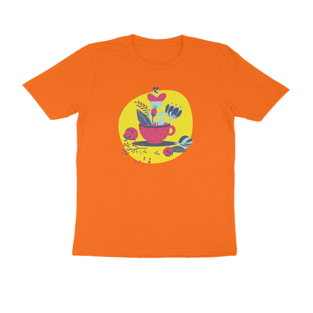 Half Sleeve Round Neck T-Shirt – flower pot puraidoprints