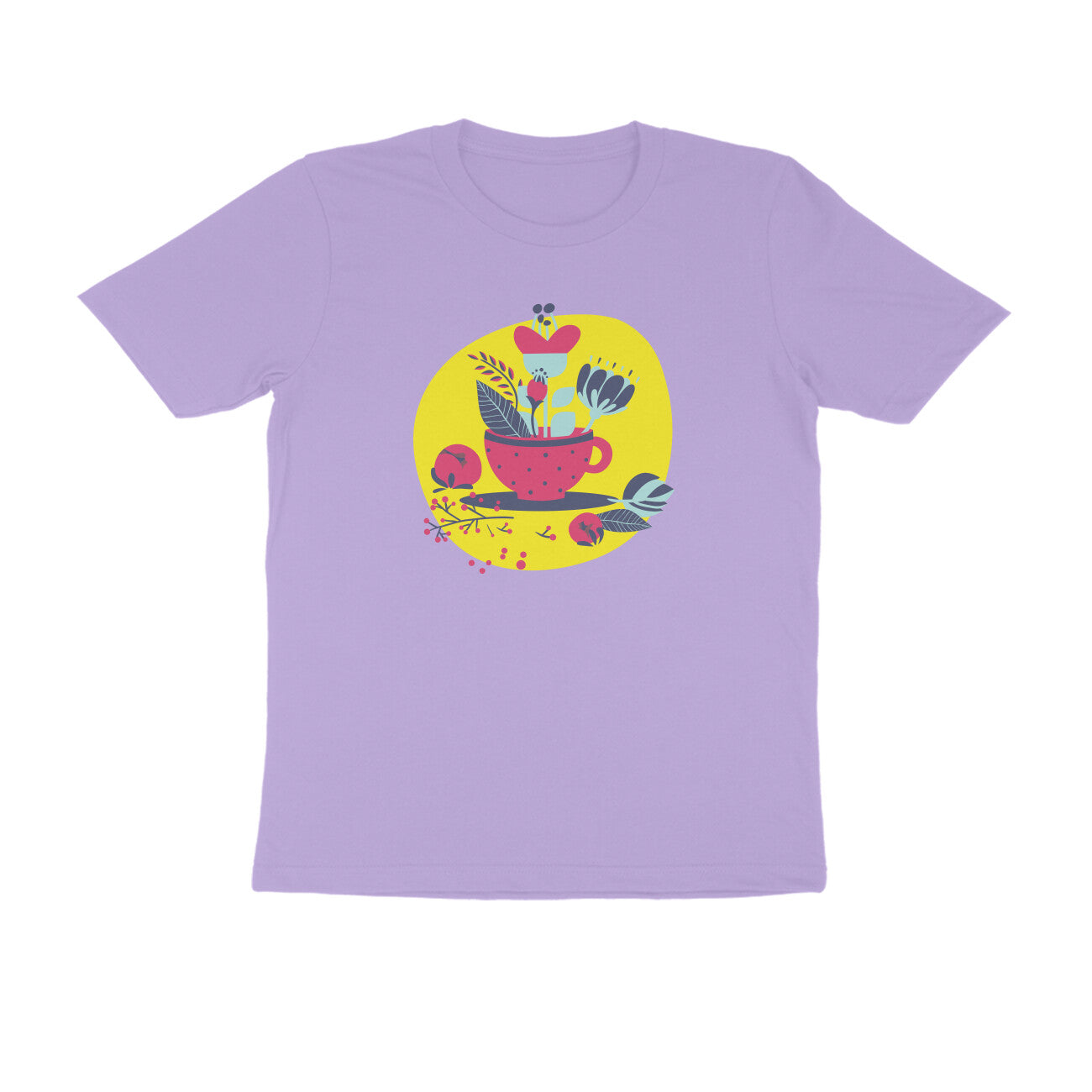 Half Sleeve Round Neck T-Shirt – flower pot puraidoprints