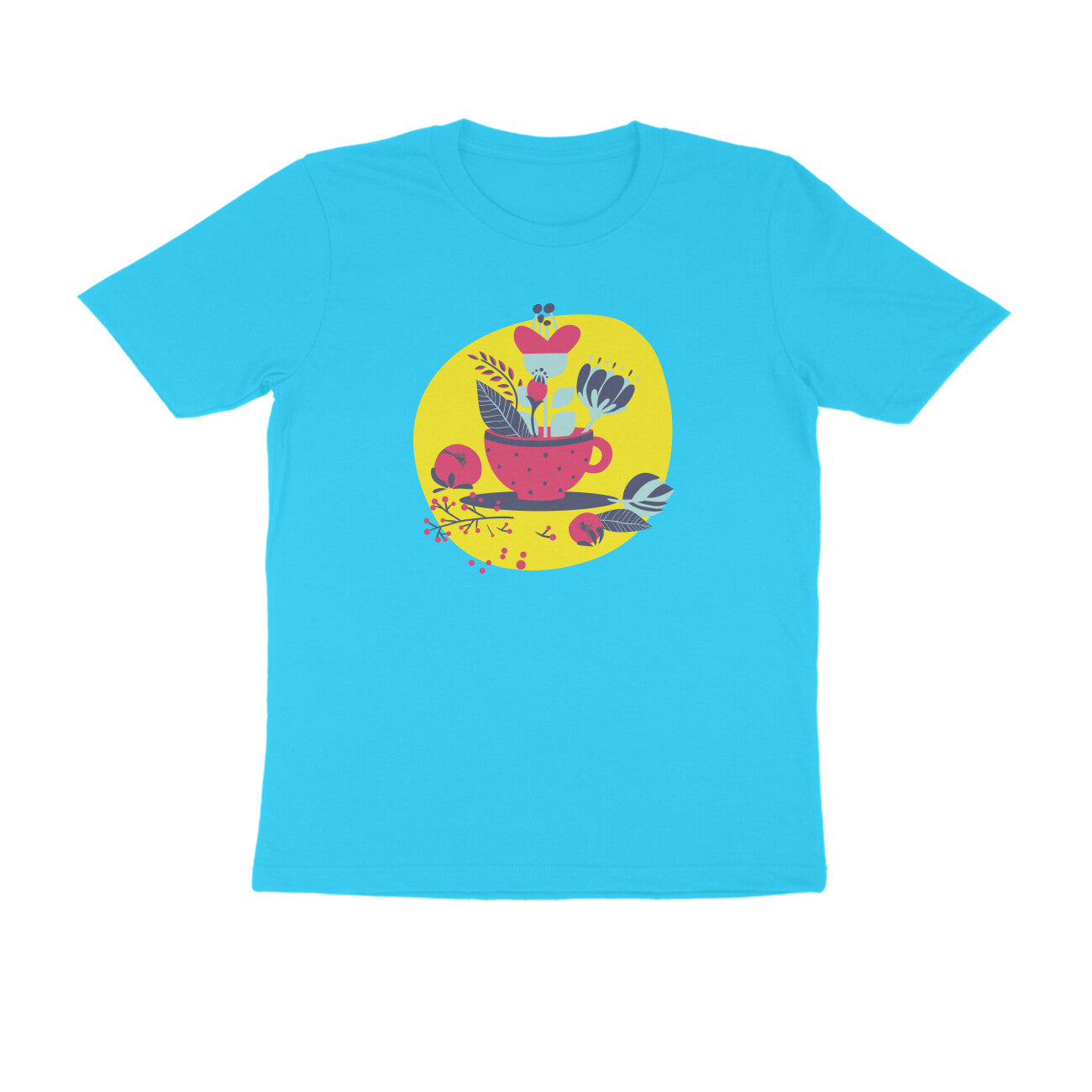 Half Sleeve Round Neck T-Shirt – flower pot puraidoprints