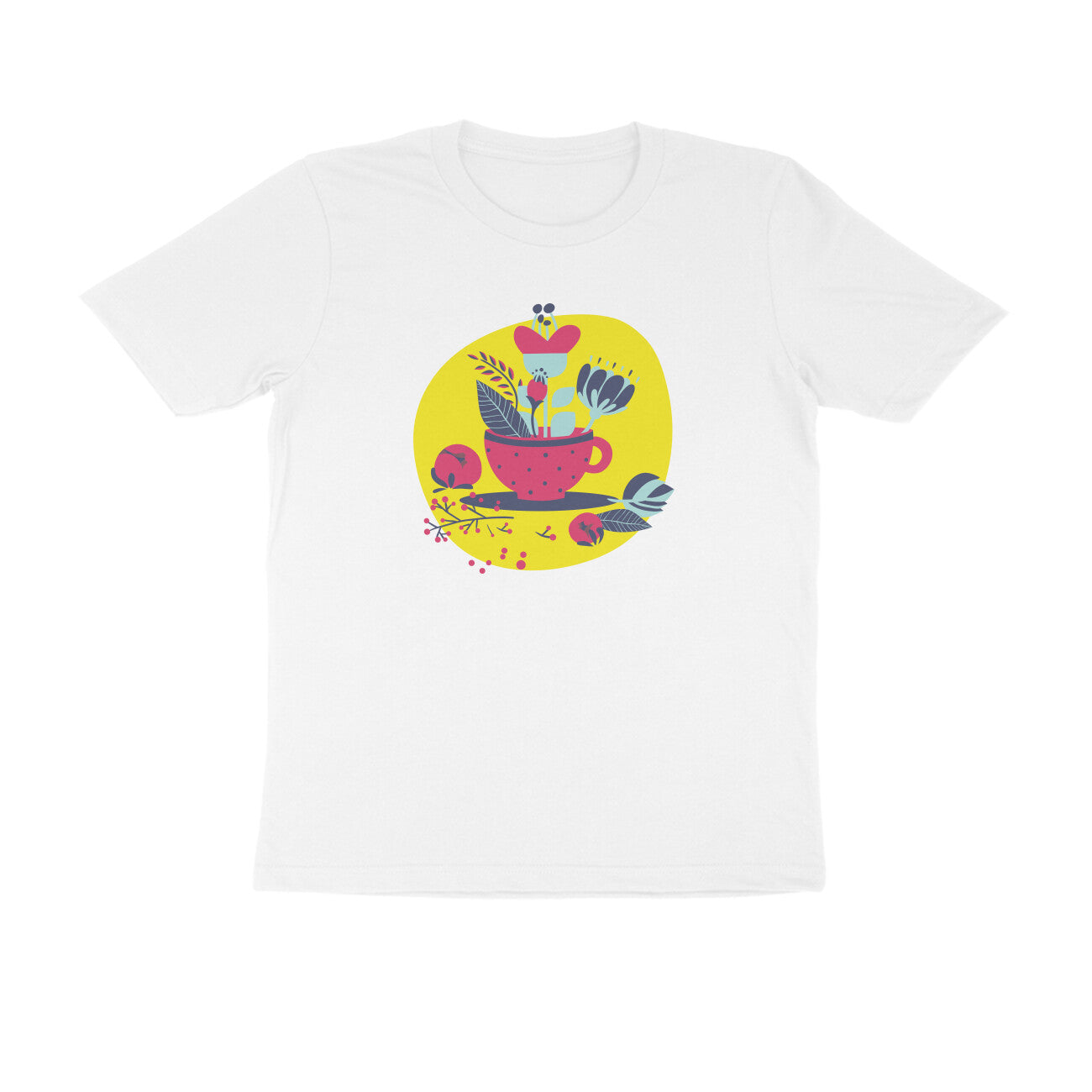 Half Sleeve Round Neck T-Shirt – flower pot puraidoprints