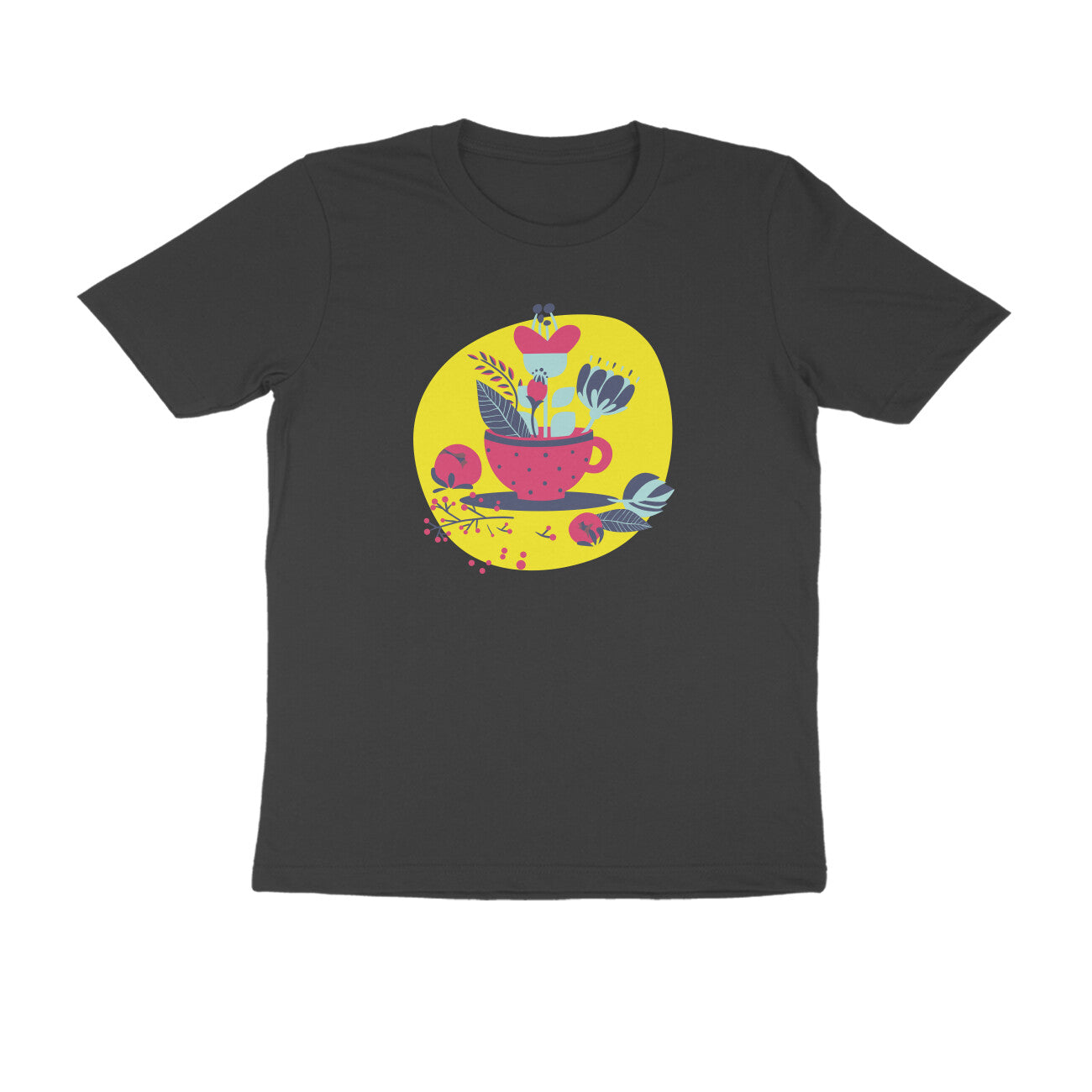 Half Sleeve Round Neck T-Shirt – flower pot puraidoprints