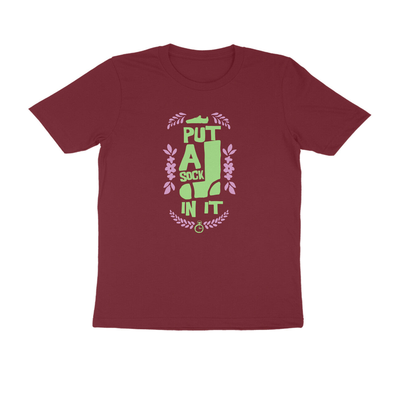 Half Sleeve Round Neck T-Shirt – put a sock in it 1 puraidoprints