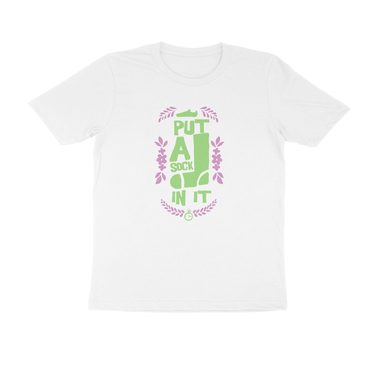 Half Sleeve Round Neck T-Shirt – put a sock in it 1 puraidoprints