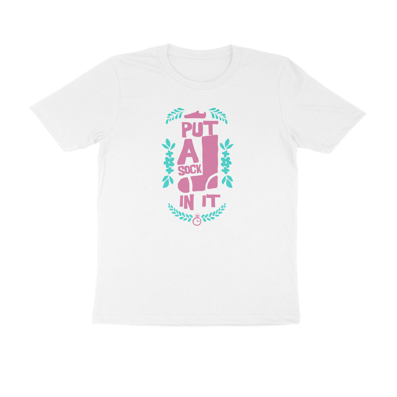 Half Sleeve Round Neck T-Shirt – put a sock in it 2 puraidoprints