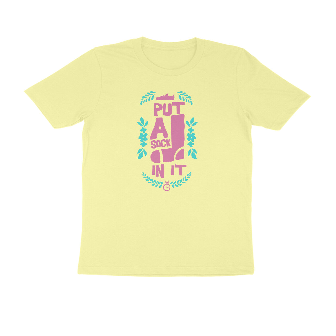 Half Sleeve Round Neck T-Shirt – put a sock in it 2 puraidoprints