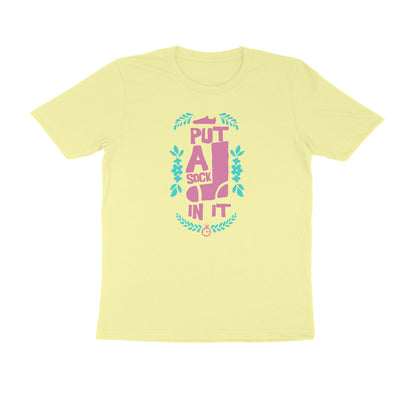 Half Sleeve Round Neck T-Shirt – put a sock in it 2 puraidoprints