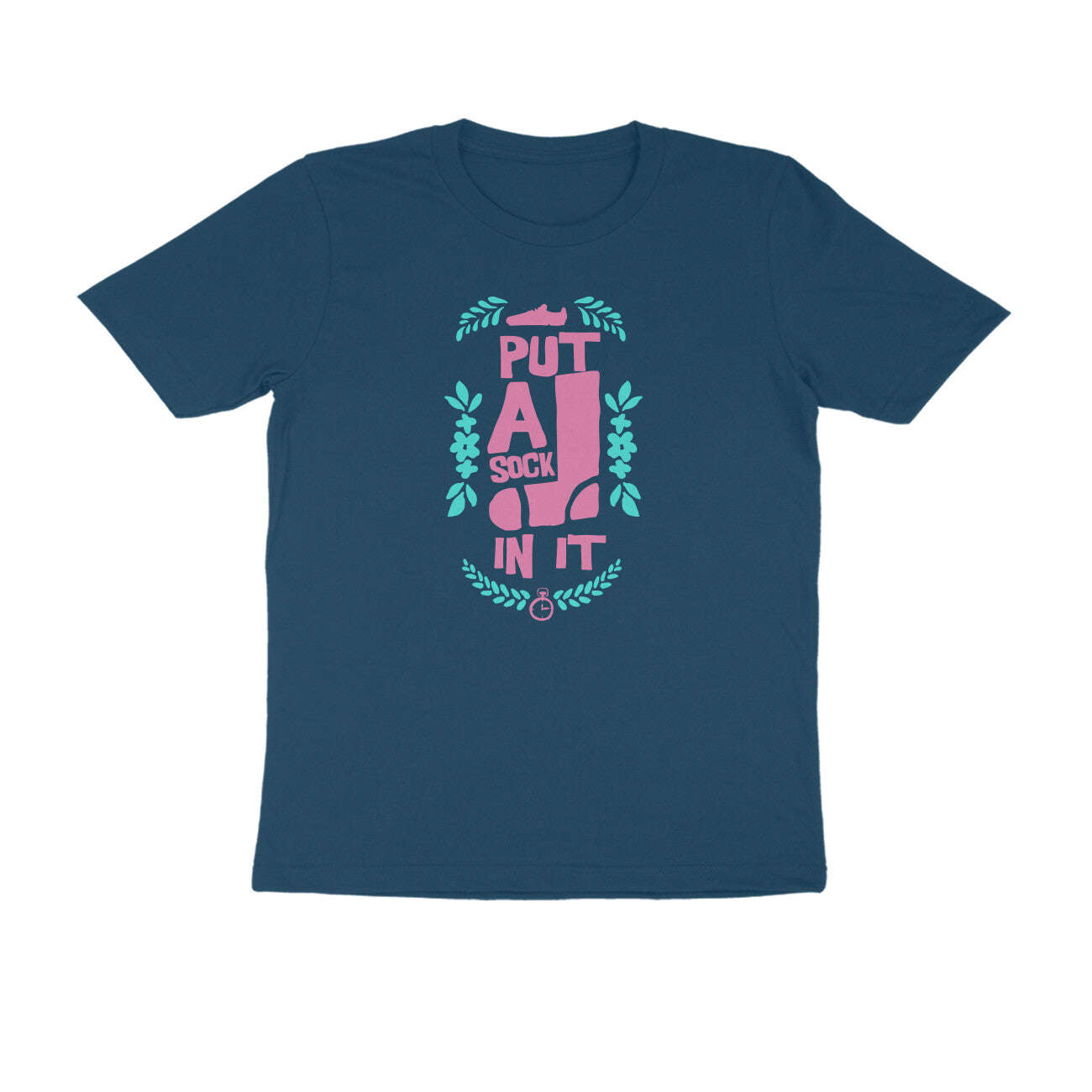 Half Sleeve Round Neck T-Shirt – put a sock in it 2 puraidoprints