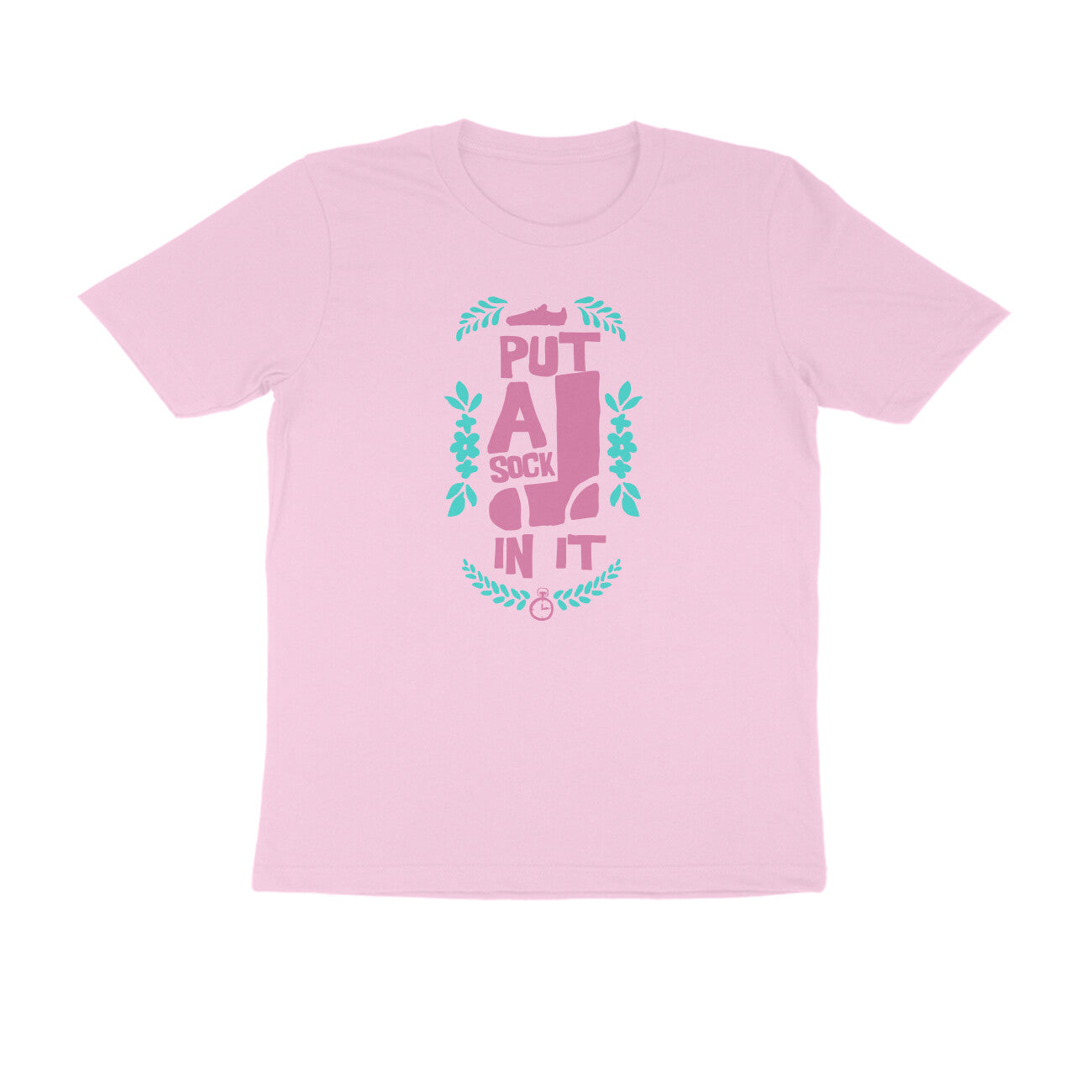 Half Sleeve Round Neck T-Shirt – put a sock in it 2 puraidoprints