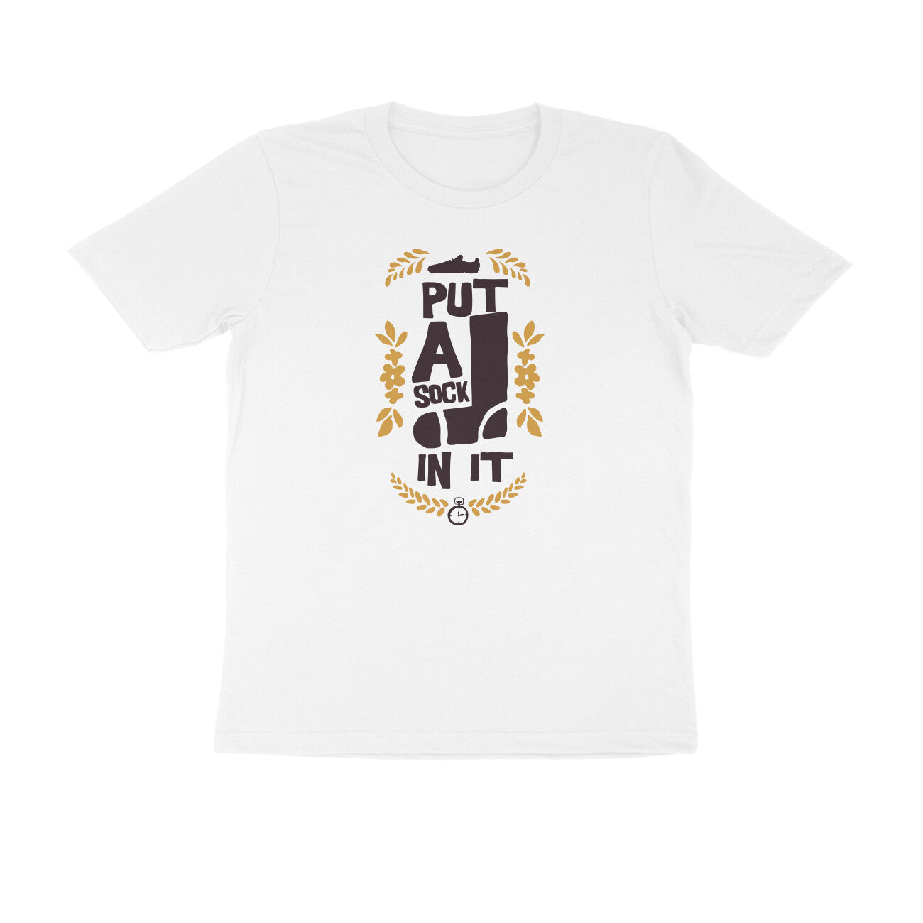 Half Sleeve Round Neck T-Shirt – put a sock in it 3 puraidoprints