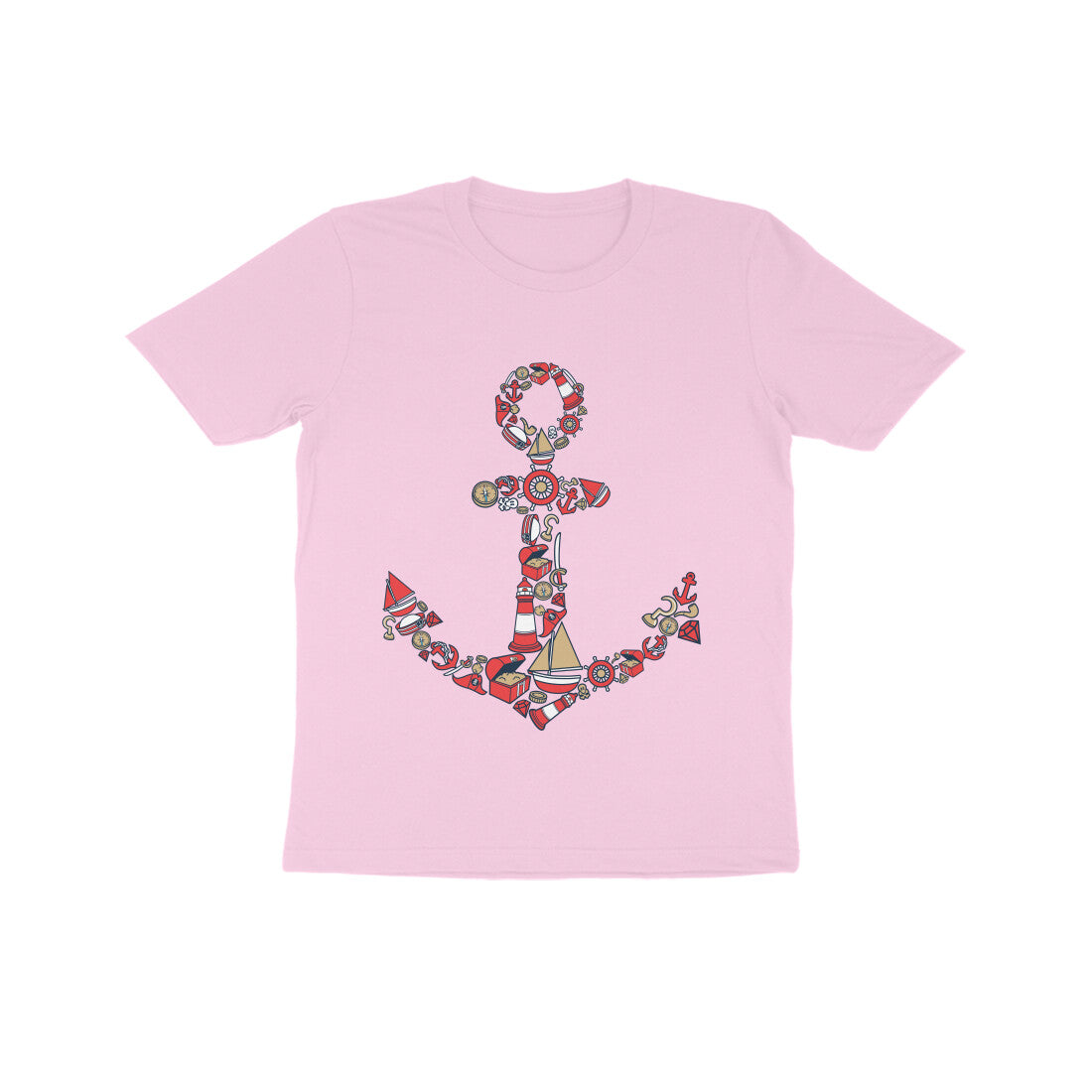 Kids' Half Sleeve Round Neck Tshirt – Anchor Red puraidoprints