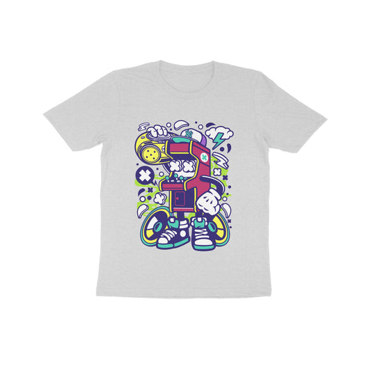 Kids' Half Sleeve Round Neck Tshirt - Arcade Game Boombox 2 puraidoprints
