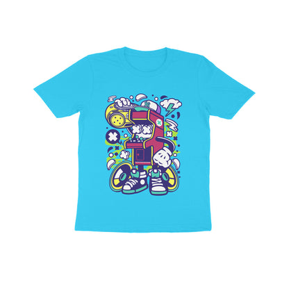 Kids' Half Sleeve Round Neck Tshirt - Arcade Game Boombox 2 puraidoprints