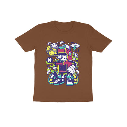 Kids' Half Sleeve Round Neck Tshirt - Arcade Game Boombox 2 puraidoprints