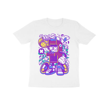 Kids' Half Sleeve Round Neck Tshirt - Arcade Game Boombox - Pink puraidoprints