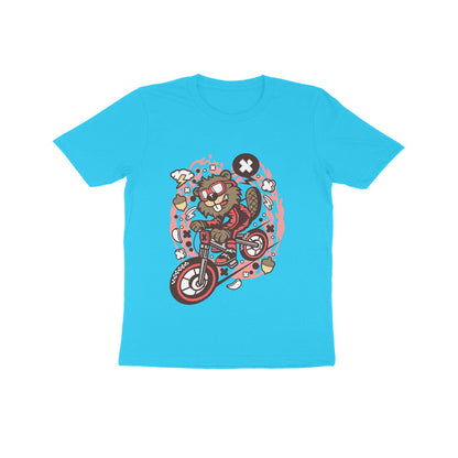 Kids' Half Sleeve Round Neck Tshirt – Beaver Downhill Ride puraidoprints