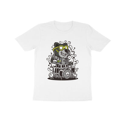 Kids' Half Sleeve Round Neck Tshirt – Black Bear Drummer puraidoprints