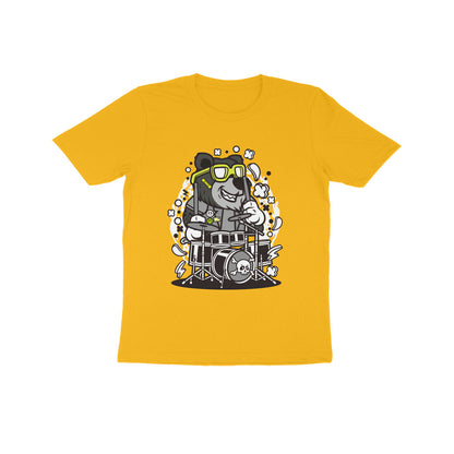 Kids' Half Sleeve Round Neck Tshirt – Black Bear Drummer puraidoprints