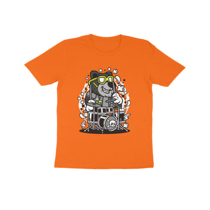 Kids' Half Sleeve Round Neck Tshirt – Black Bear Drummer puraidoprints