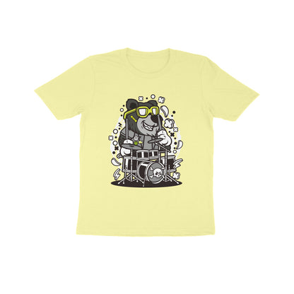 Kids' Half Sleeve Round Neck Tshirt – Black Bear Drummer puraidoprints