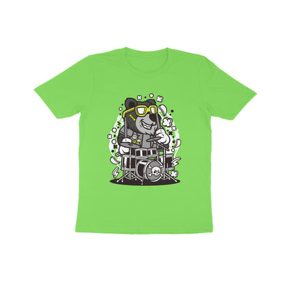 Kids' Half Sleeve Round Neck Tshirt – Black Bear Drummer puraidoprints