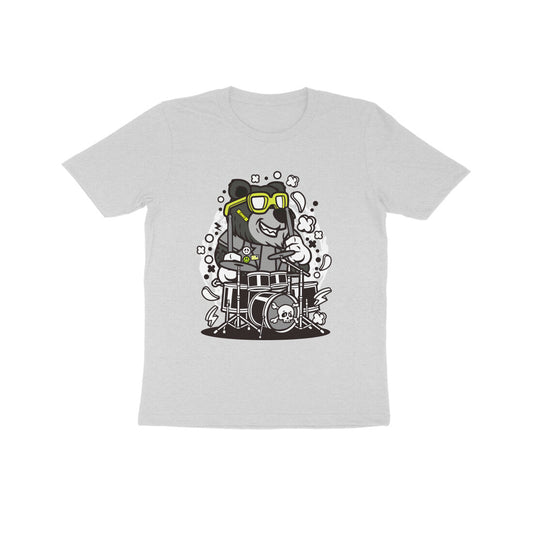 Kids' Half Sleeve Round Neck Tshirt – Black Bear Drummer puraidoprints