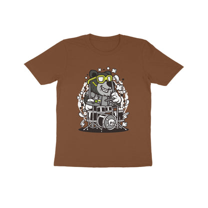 Kids' Half Sleeve Round Neck Tshirt – Black Bear Drummer puraidoprints