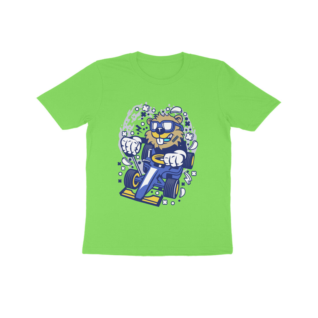 Kids' Half Sleeve Round Neck Tshirt – Blue Racer Beaver puraidoprints