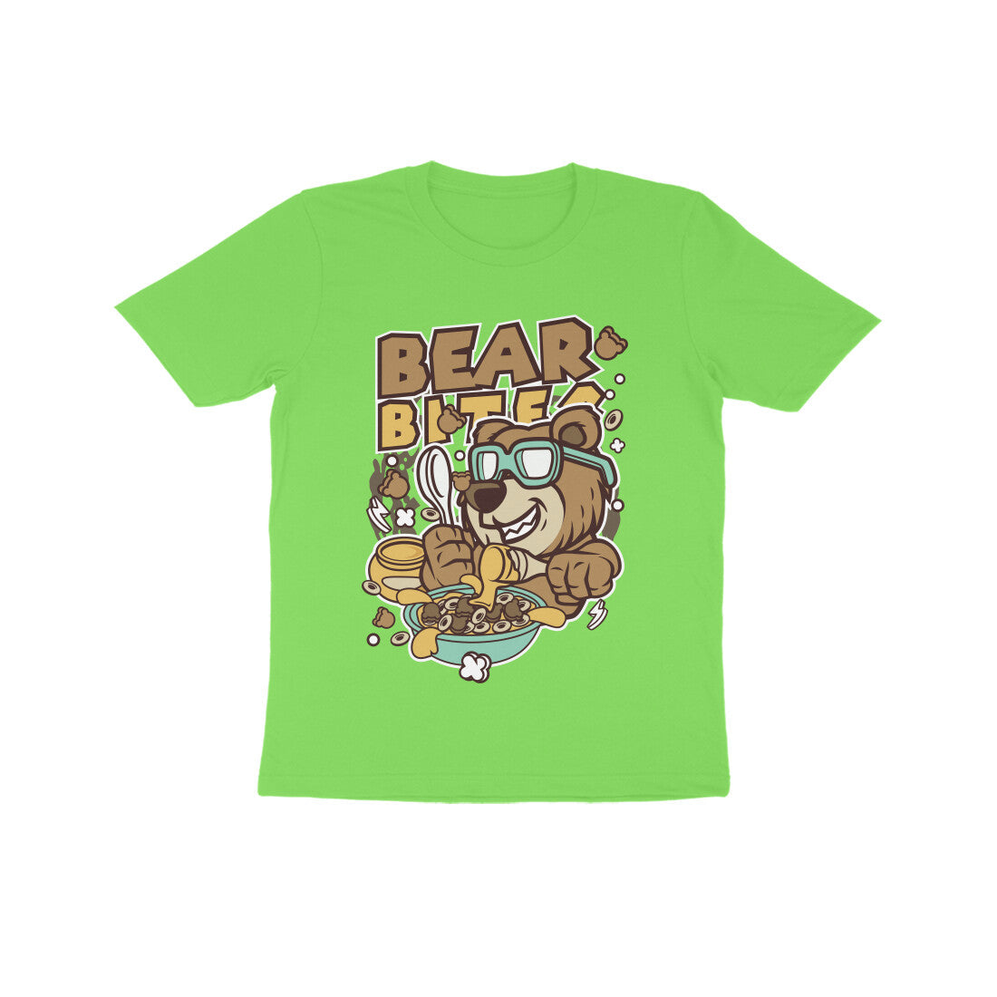 Kids' Half Sleeve Round Neck Tshirt – Brown Bear Biter puraidoprints