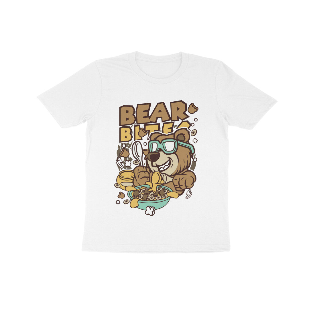 Kids' Half Sleeve Round Neck Tshirt – Brown Bear Biter puraidoprints