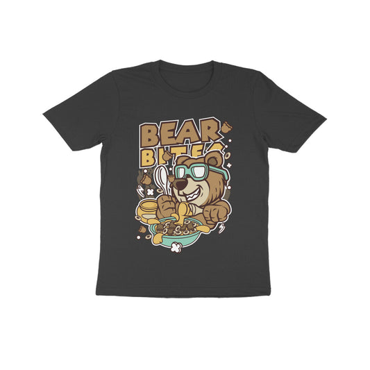 Kids' Half Sleeve Round Neck Tshirt – Brown Bear Biter puraidoprints