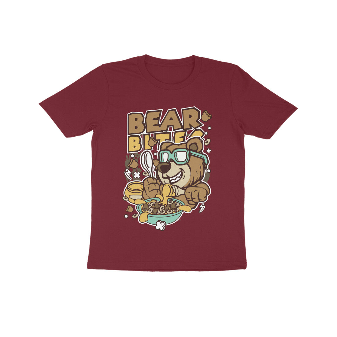 Kids' Half Sleeve Round Neck Tshirt – Brown Bear Biter puraidoprints