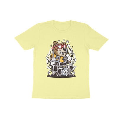 Kids' Half Sleeve Round Neck Tshirt – Brown Bear Drummer puraidoprints