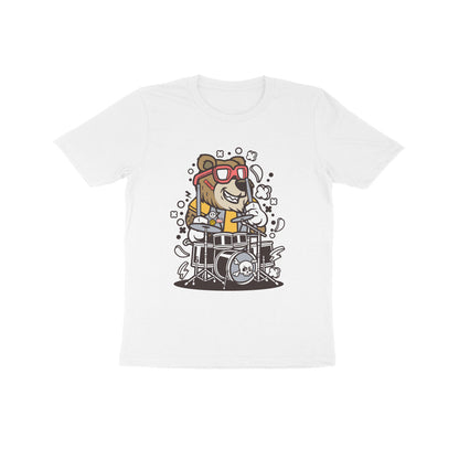 Kids' Half Sleeve Round Neck Tshirt – Brown Bear Drummer puraidoprints