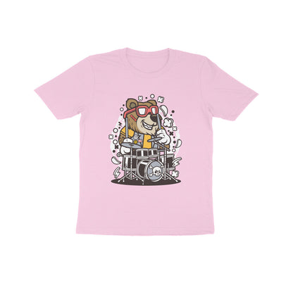 Kids' Half Sleeve Round Neck Tshirt – Brown Bear Drummer puraidoprints