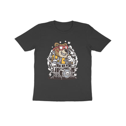 Kids' Half Sleeve Round Neck Tshirt – Brown Bear Drummer puraidoprints
