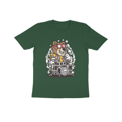 Kids' Half Sleeve Round Neck Tshirt – Brown Bear Drummer puraidoprints