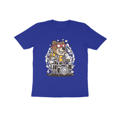 Kids' Half Sleeve Round Neck Tshirt – Brown Bear Drummer puraidoprints