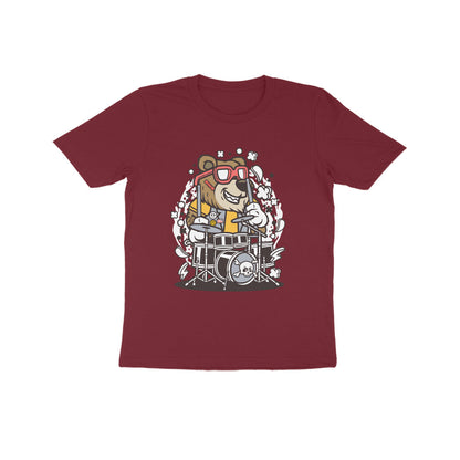 Kids' Half Sleeve Round Neck Tshirt – Brown Bear Drummer puraidoprints