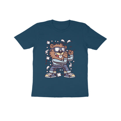 Kids' Half Sleeve Round Neck Tshirt – Brown Beaver Fighter puraidoprints