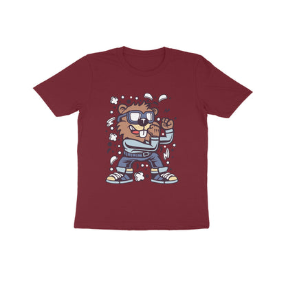 Kids' Half Sleeve Round Neck Tshirt – Brown Beaver Fighter puraidoprints