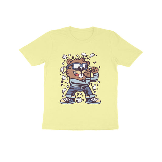 Kids' Half Sleeve Round Neck Tshirt – Brown Beaver Fighter puraidoprints