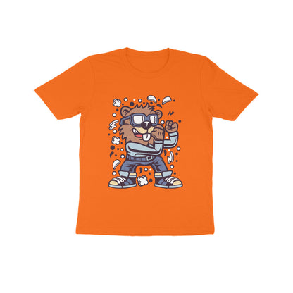 Kids' Half Sleeve Round Neck Tshirt – Brown Beaver Fighter puraidoprints