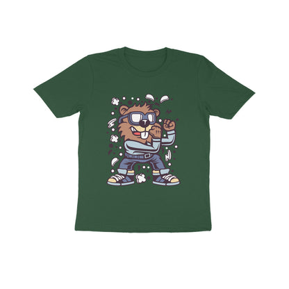 Kids' Half Sleeve Round Neck Tshirt – Brown Beaver Fighter puraidoprints