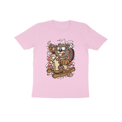 Kids' Half Sleeve Round Neck Tshirt – Brown Beaver Rocking Horse puraidoprints