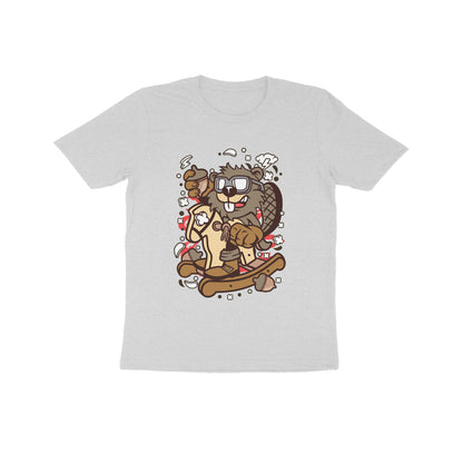 Kids' Half Sleeve Round Neck Tshirt – Brown Beaver Rocking Horse puraidoprints